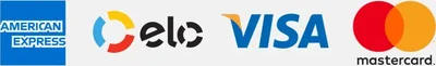 Cartões aceitos: American Express, Elo, Visa e Mastercard