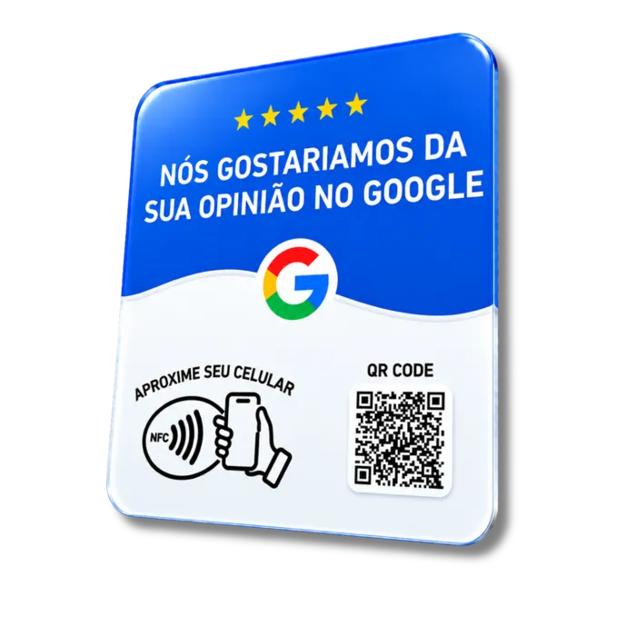 Plaquinha de avaliação do Google